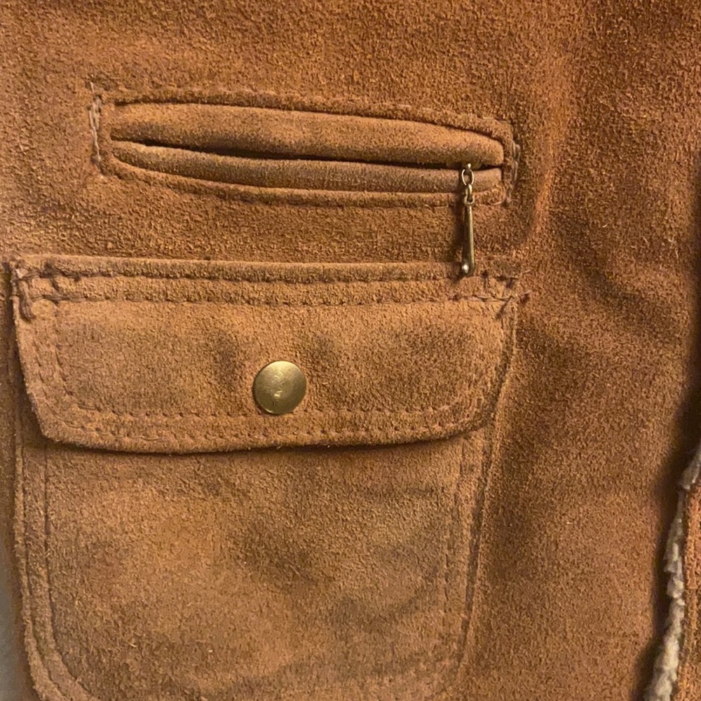 Vintage RARE 50s-60s Ralph Edwards brown leather button vest with Sherpa lining - Picture 6 of 9